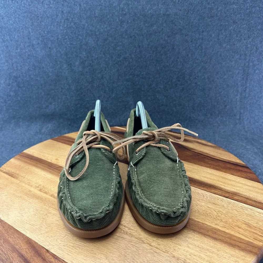 Sperry‎ Top-Sider Mens 7.5M Olive Green Corduroy Boat Shoes 10509851 Loafers